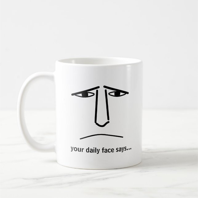 Custom Minimalist Expression Design Man Face Coffee Mug (Left)