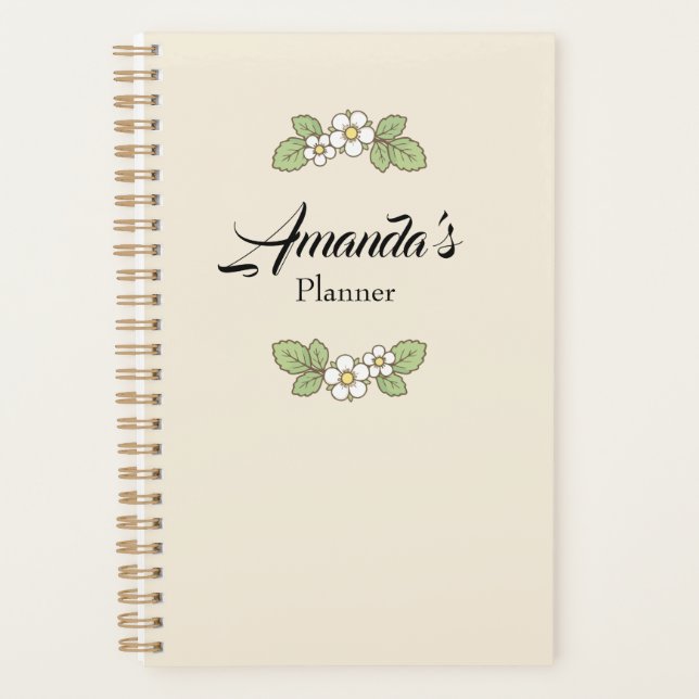 Custom minimalist floral Feminine Daily Planner (Front)
