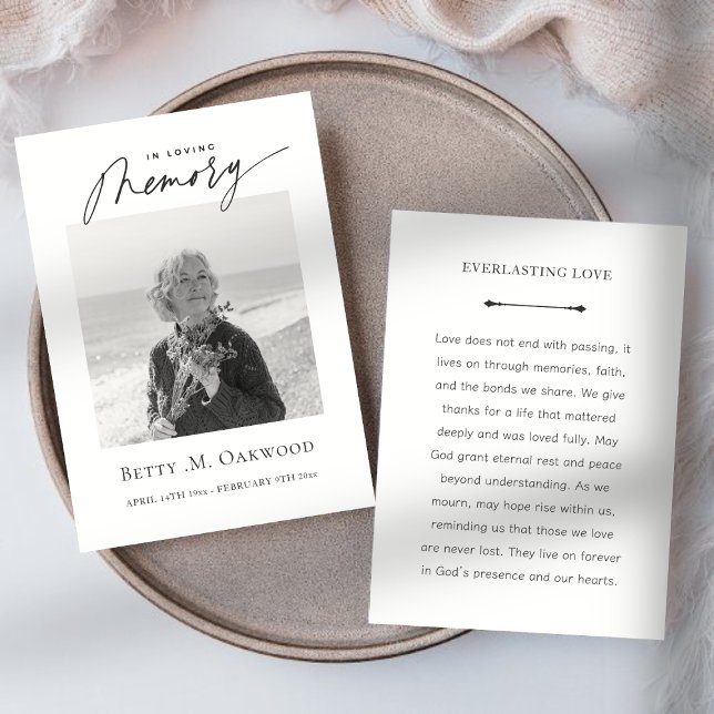 Custom Minimalist Funeral Photo Prayer Card (Custom Minimalist Funeral Photo Prayer Card)