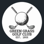 Custom Minimalist Golf Club Logo Design Classic Round Sticker<br><div class="desc">Minimalist Custom Elegant Golf Club Logo Design by Edward Eksi. Easy modification of INITIALS and TEXTS for your needs.</div>