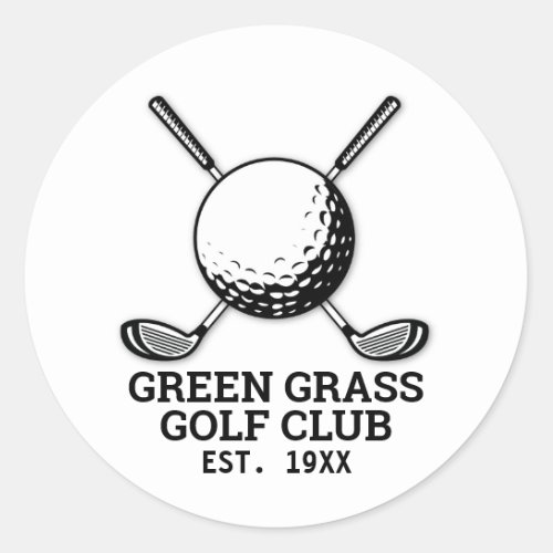 Custom Minimalist Golf Club Logo Design Classic Round Sticker