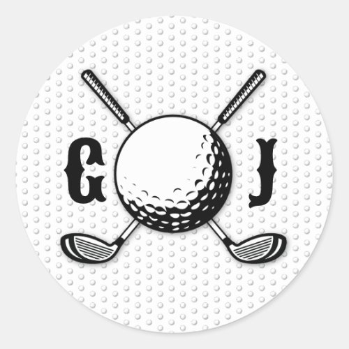 Custom Minimalist Golf Monogram Design Classic Round Sticker