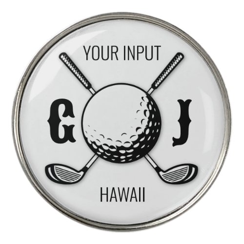 Custom Minimalist Golf Monogram Design Golf Ball Marker