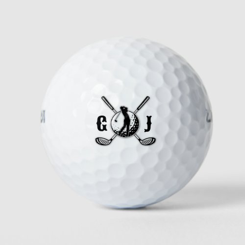 Custom Minimalist Golf Monogram Design Golf Balls