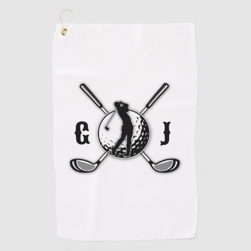 Custom Minimalist Golf Monogram Design Golf Towel