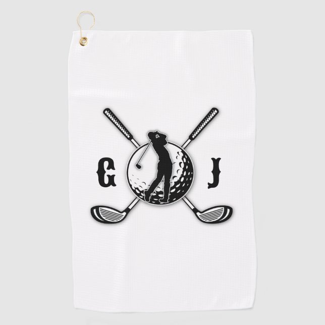 Custom Minimalist Golf Monogram Design Golf Towel (Front)