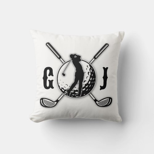 Custom Minimalist Golf Monogram Design Throw Pillow