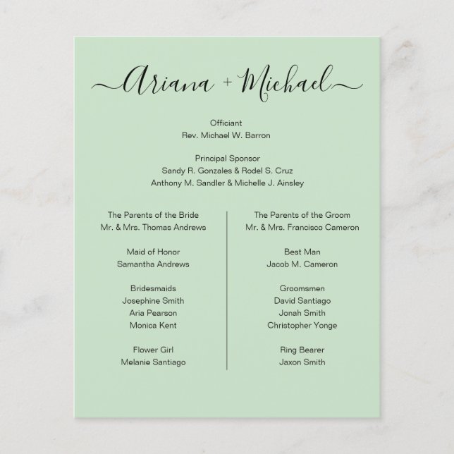Custom Minimalist Green Black Simple bridal party  (Front)