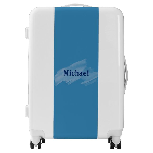Custom Minimalist Hardshell Blue White Luggage (Front)