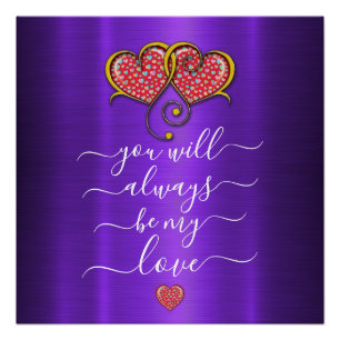 Custom Minimalist Interlocked Hearts Design Poster