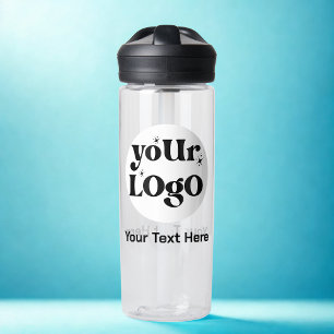 Custom Minimalist Logo and Text Business Water Bottle