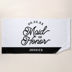 Custom Minimalist Maid of Honor Beach Towel