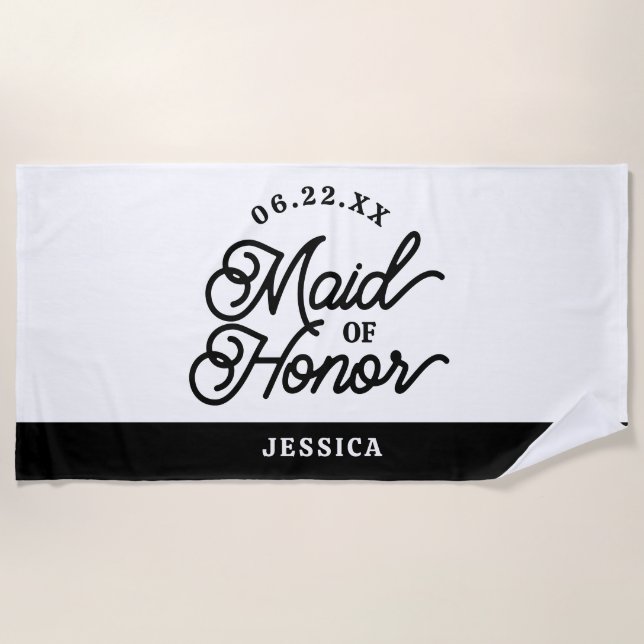Custom Minimalist Maid of Honor Beach Towel (Front)