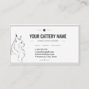 Custom Minimalist Maine Coon Cattery Business Card