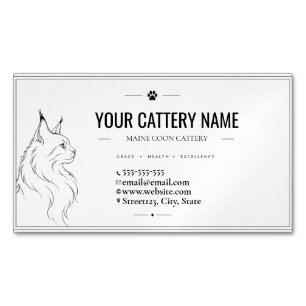 Custom Minimalist Maine Coon Cattery  Business Card Magnet