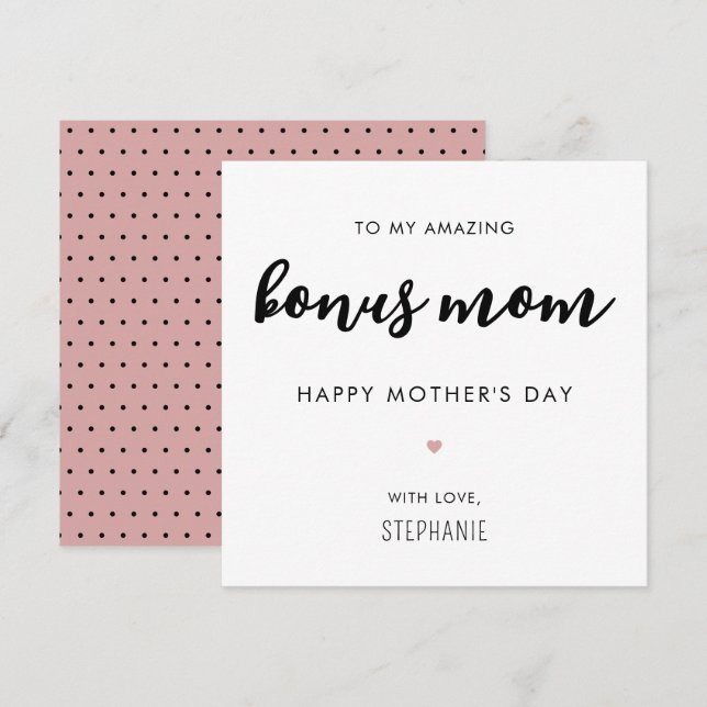 Custom Minimalist Modern Bonus Mom Mother's Day Card (Front/Back)