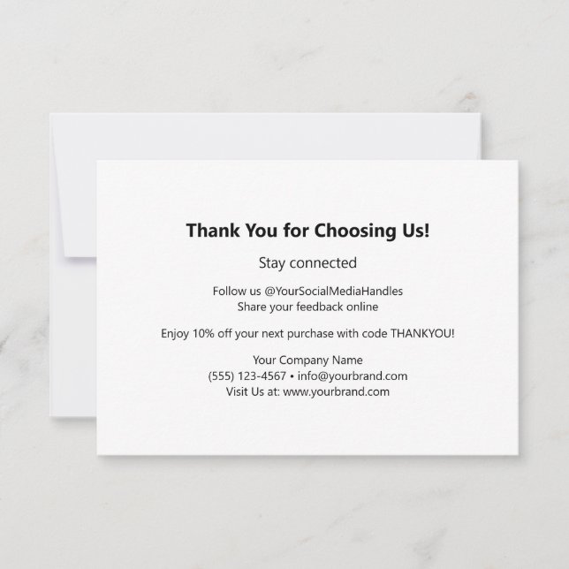 Custom Minimalist Modern Branded Business Logo Thank You Card (Front)