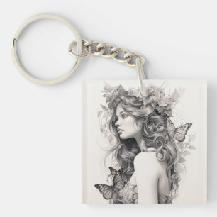 Custom Minimalist Modern Chic Personalized photo Keychain