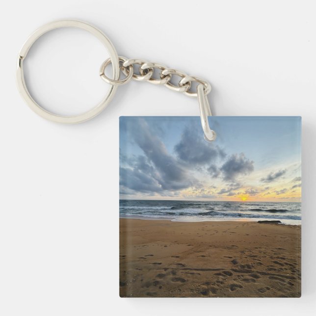 Custom Minimalist Modern Chic Personalized photo Keychain (Front)