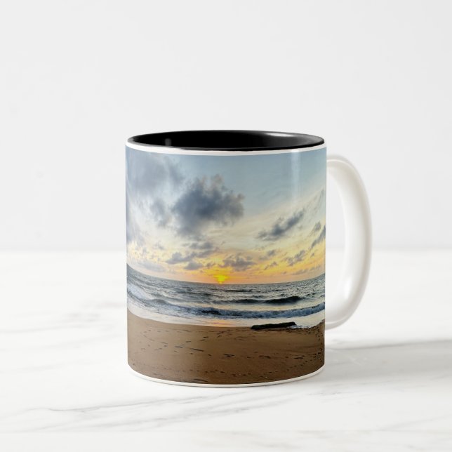 Custom Minimalist Modern Chic Personalized photo Two-Tone Coffee Mug (Front Right)