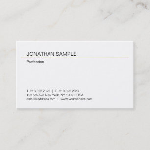 Custom Minimalist Modern Elegant Gold White Plain Business Card