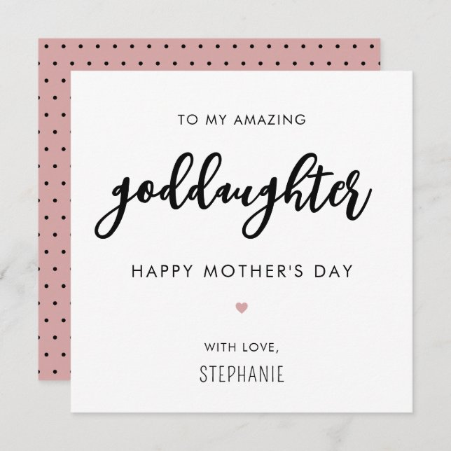 Custom Minimalist Modern Goddaughter Mother's Day Card (Front/Back)