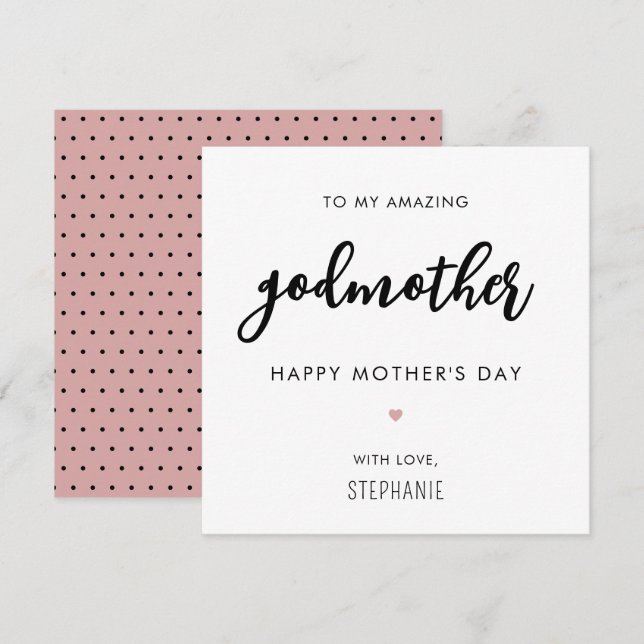 Custom Minimalist Modern Godmother Mother's Day Card (Front/Back)