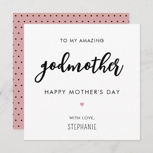 Custom Minimalist Modern Godmother Mothers Day Card