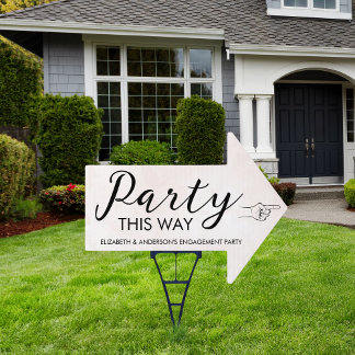 Custom Minimalist Modern Party This Way Arrow Yard Sign