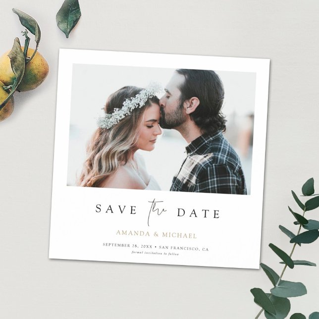 Custom Minimalist Modern Photo Save the Date Magnetic Invitation (Creator Uploaded)