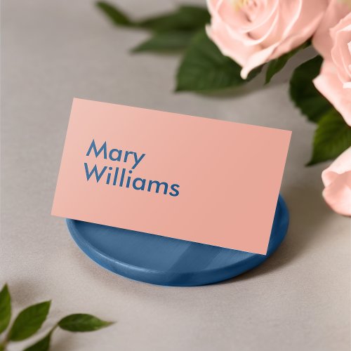 Custom Minimalist Modern Plain Name Coral Pink Business Card