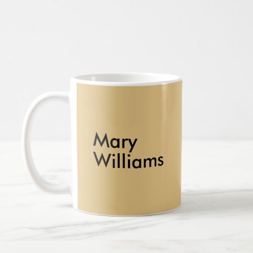 Custom Minimalist Modern Plain Name Golden Coffee Mug