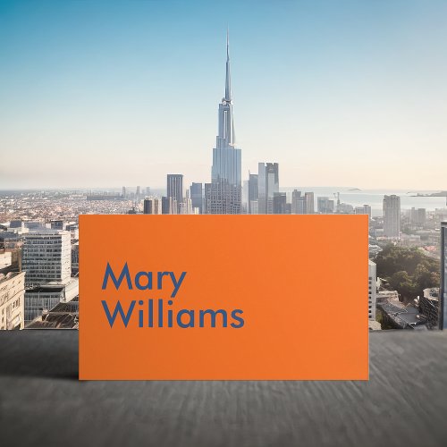 Custom Minimalist Modern Plain Name Orange Tiger Business Card