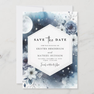 Custom Minimalist Moonlit Wedding Save The Date