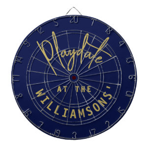 Custom Minimalist Navy Blue Gold Playdate Elegant Dart Board