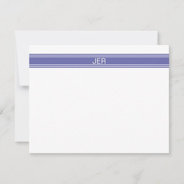 Custom Minimalist Periwinkle Monogram  Note Card (Front)