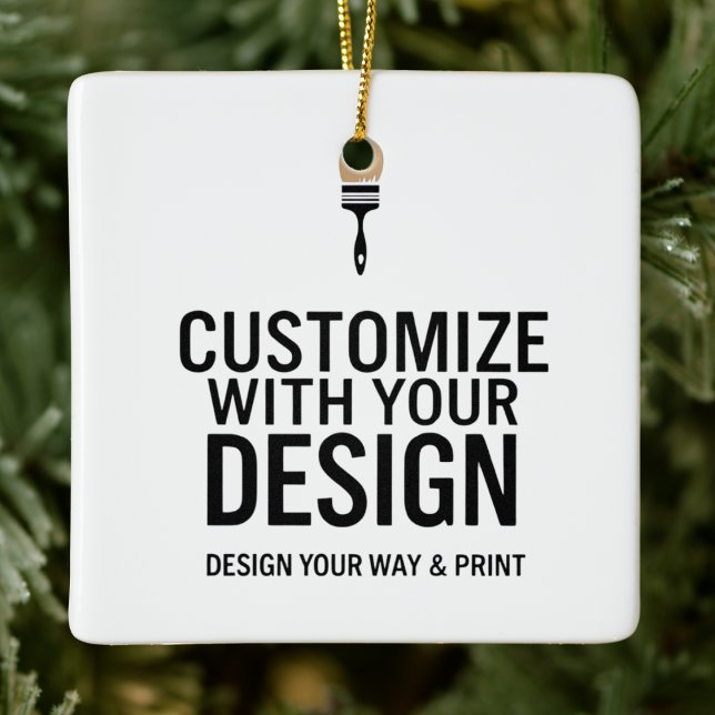 Custom Minimalist Personalized Company Branded  Ceramic Ornament (Creator Uploaded)