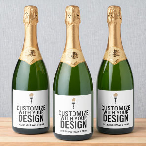 Custom Minimalist Personalized Company Branded  Sparkling Wine Label