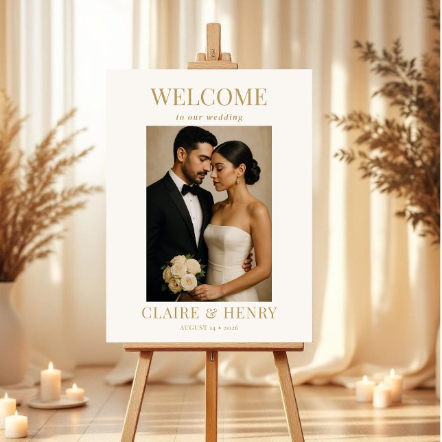 Custom Minimalist Photo Modern Wedding Welcome  Foam Board (Creator Uploaded)
