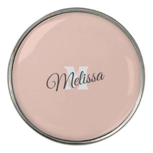 Custom Minimalist Pink Golf Ball Marker with Name