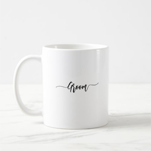 Custom Minimalist Script Groom Name Wedding Coffee Mug