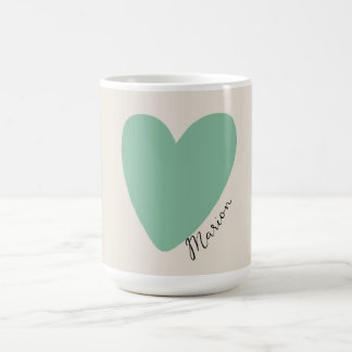 Custom Minimalist Seafoam Green Mint Heart Mug 