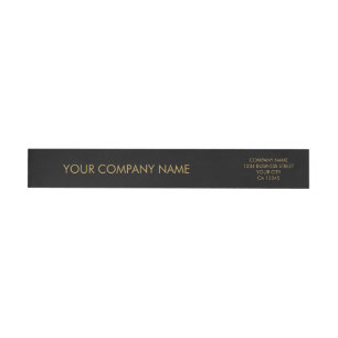 Custom Minimalist Simple Black Gold Business Wrap Around Label