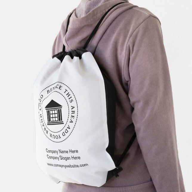 Custom Minimalist Simple Business Logo Promotional Drawstring Bag (Insitu)