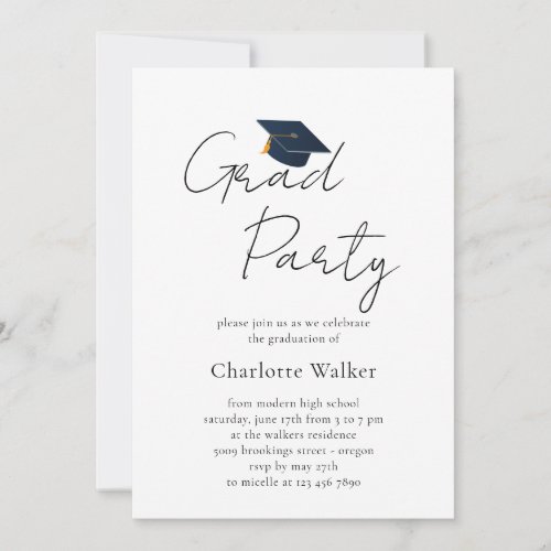 Custom Minimalist Simple Graduation Party Invitation