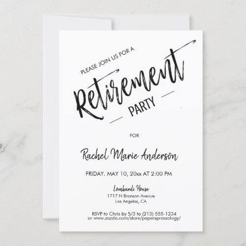 Custom Minimalist Simple Script Retirement Party Invitation