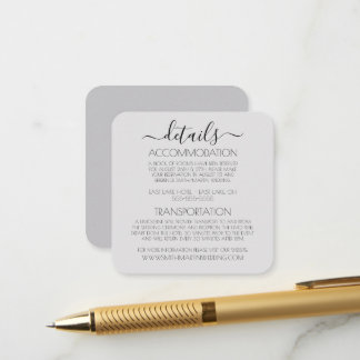 Custom Minimalist Simple Wedding Details Enclosure Card