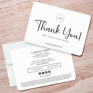 Custom Minimalist Small Business Packaging Insert Thank You Card
