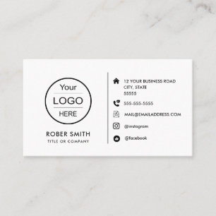 Custom Minimalist Social Media Icons & Logo Design Business Card