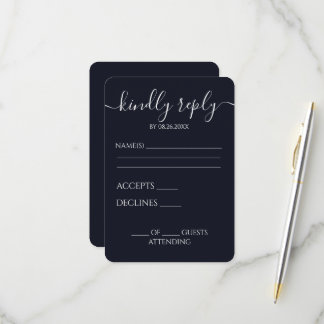 Custom Minimalist Solid Color Wedding RSVP Card